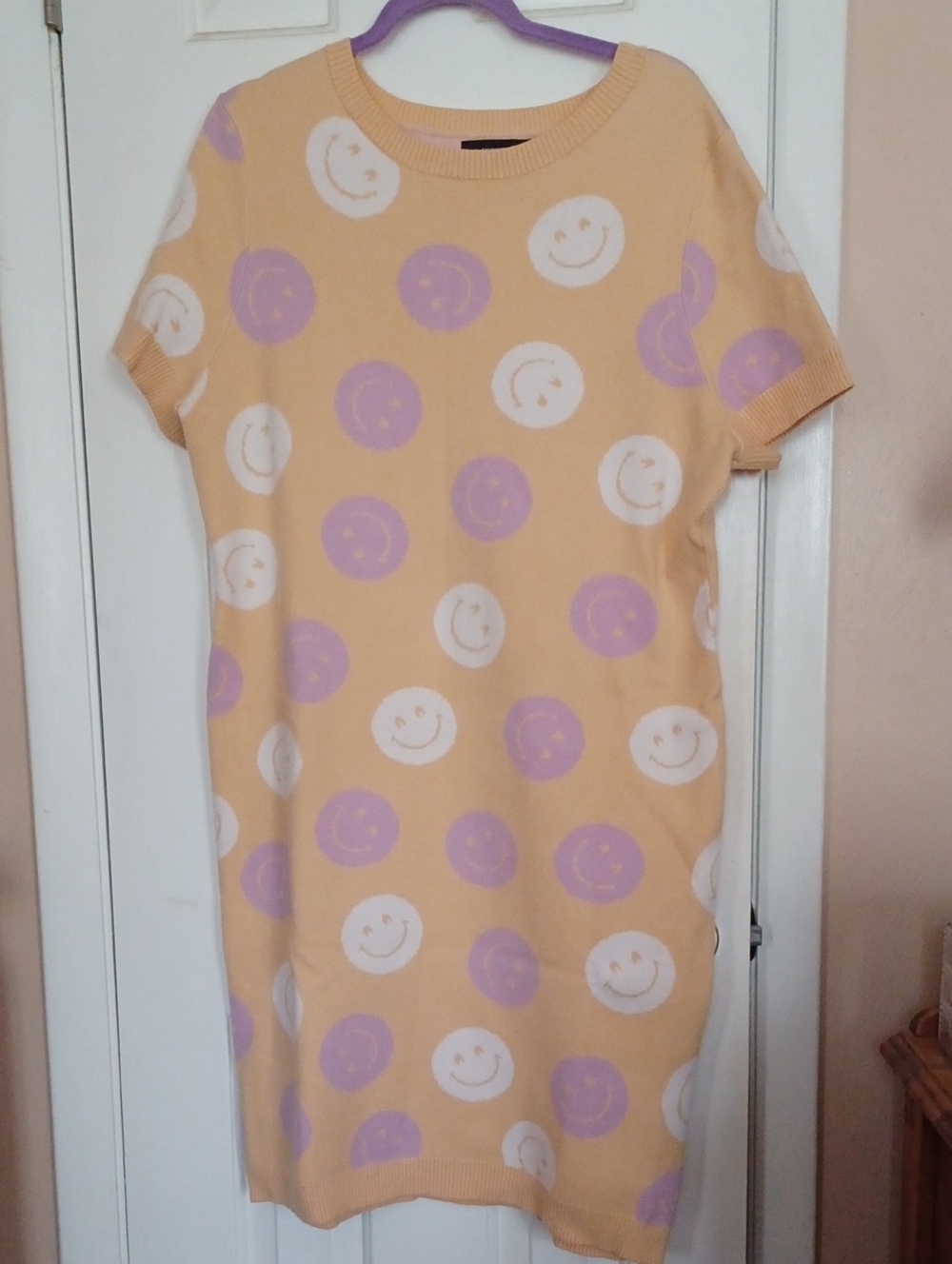 FOREVER 21 Smile Dot Knit Dress in Pastel Yellow and Lavender